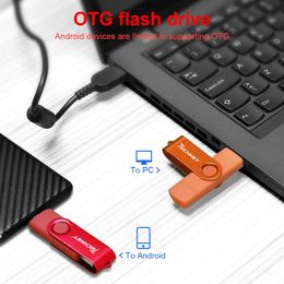 OTG Usb Flash Drive 360 Rotate 32GB 64gb pen drive cle USB 2.0 Smart Phone 4g 8g 16g micro memory storage devices U Disc