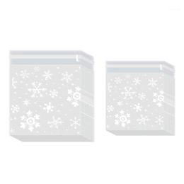 Gift Wrap White Snowflake Plastic Bag Transparent Cellophane Baking Candy Cookie Bag1