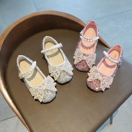 Girls Shoes Kids Spring Shoes bow Rhinestone Princess Baby Soft Bottom Single Children Sneakers