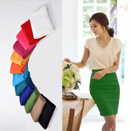 Pencil Skirt Women Plus Size High Waist Slim Hips Candy Colour Formal Saias Feminino Lady Classic Knee Length Office Skirts T200712