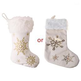 Christmas Decorations Snowflake Stockings Decoration Fireplace Xmas Tree Hanging Pendant Bag 20211