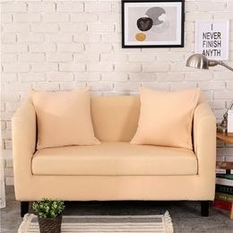 Scandianavi Simple Solid Light Tan Print Sofa Cover Slipcover Stretch Elastic Spandex/Polyester Chair Loveseat L Shape Sectional LJ201216