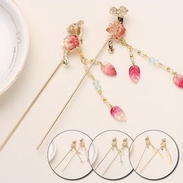 Flower Hair Forks Retro Long Tassel Hairpins Clip Stick Pearl Bead Step Shake Chinese Wedding Bride Headpieces Clips & Barrettes