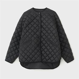 Autumn Winter Women Black Coat Front Short and Long Design Loose Single Breasted Cotton Warm Jacket 211216