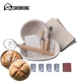 SHENHONG Dough Fermentation Rattan Basket 7PCS Country Bread Baguette Banneton Brotform Proofing Proving Baskets Knife Linen Y200612