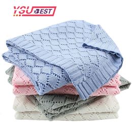 Baby Blanket Newborns Knitted Kids Swaddle Bath Towel Fashion Solid Knitting Toddler Stroller Bedding Blankets Kids Quilts LJ201014