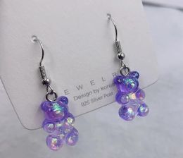 Simple Colourful Acrylic Animal Bear charm Earrings for Girls Women Children Birthday Gift Lovely Jewellery GC799