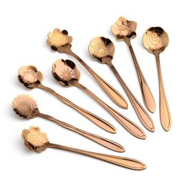 Aihogard 8pcs Lot Coffee Sugar Spoons Creative Stainless Steel Ice Dessert Tea Spoon Flower Shape Elegant Tableware Set H jllVkr