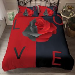 Homesky Rose Flower Bedding Sets 2/3 Pcs King Queen Sizes Beautiful Woman Duvet Cover Set Print Comforter Sets Bed Linen Sets C0223