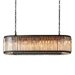 Modern Crystal Chandeliers Lights LED Prism Black Metal Rectangular Chandeliers Indoor Lamp for Dining Room Bar