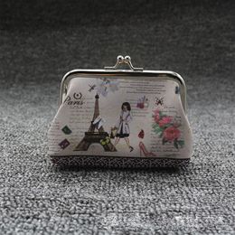 3pcs Coin Purses Women PU Modern Girl Prints Hasp Small Wallet Mix Colour