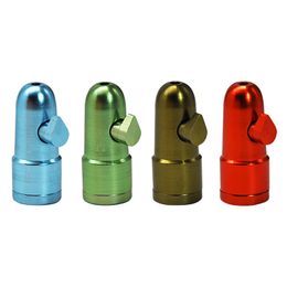 Portable Colorful Aluminum Alloy Mini Snuff Snorter Sniffer Bottle Herb Tobacco Stash Case Innovative Design Bullet Shape Smoking DHL