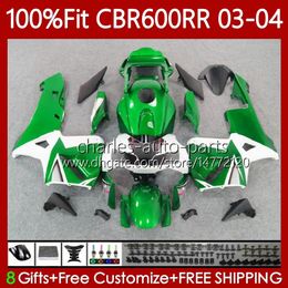 Injection mold Bodys For HONDA CBR 600 RR CC F5 600F5 03-04 Bodywork 71No.32 CBR-600 CBR600 RR CBR600RR 03 04 CBR 600RR 600CC CBR600F5 White green 2003 2004 OEM Fairing