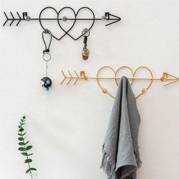 wall necklace storage UK - Metal Iron Art Wall Hook Multifunctional Wall Mounted Storage Rack An Arrow Through Two Hearts Necklace Bracelet Organizer1