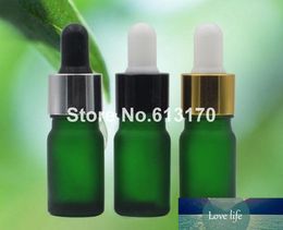 50pcs 5ML Green Empty Mini Glass Essential Oil Bottle with Dropper Frost Screw Neck Sample Vials with Silver Collar