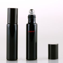 100 Pieces/Lot 10ML Refillable Black UV Glass Perfume Bottle With Roll On Empty Essential Oil Vial For Travelershipping