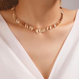 Bohemian Leaf Chain Choker Necklace for Women 2020 Trendy Tassel Gold Alloy Metal Adjustable Jewellery Accessories