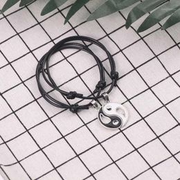 Charm Bracelets Yin Yang Tai Chi Bracelet For Women Men Gossip Friends Leather Rope & Pendants BFF Couple Jewellery Gifts1