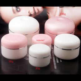 24pcs/lot white pink beautiful Colour special Plastic Cream Jar,skin care cream Cosmetic Jar,PP Bottle with Double wallhigh qualtity