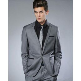 fashion small collar grey groom tuxedo men wedding suit man business party suits mens daily wear suitpantstie