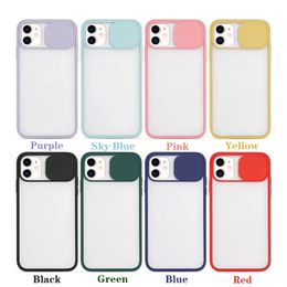 Frosted Acrylic Cell Phone Cases For iPhone 12 Series 11 Xs Max XR With Camera Slide Protective Cover Mobile Phone Accessories DHL Free