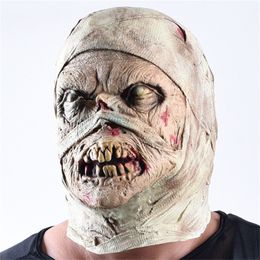 Halloween Horror Mask Mummy Mask Disgusting Rot Face Headgear Zombie Costume Party Haunted House Horror Props Frighten People Y200103