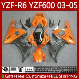 Motorcycle Fairings For YAMAHA YZF-R6 YZF600 YZF R 6 600 CC YZFR6 03 04 05 Bodywork 95No.126 YZF R6 600CC Orange Black 2003 2004 2005 Cowling YZF-600 03-05 OEM Body Kit