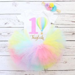 first birthday tutu set Canada - Personalised Hot air balloon First Birthday baby girl Shirt Customize name age any Character Baptism tutu set outfit cake smash1