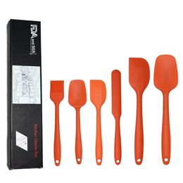 heat resistant silicone spatula set Canada - 6 Piece Silicone Pastry Non-Stick Rubber Heat-Resistant Spatula Kitchen Utensils Set for Baking T200507