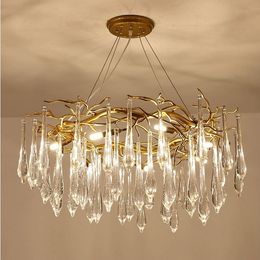 Luxurious LED Chandelier Nordic 6/8/12 Head K9 Crystal Ceiling Chandelier Light for Dining room Villa Living room Decor