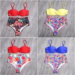 printing sexy bikini twopiece swimwear women swimming suit fashion high waist bra sets swimsuit bathing suit female biquini