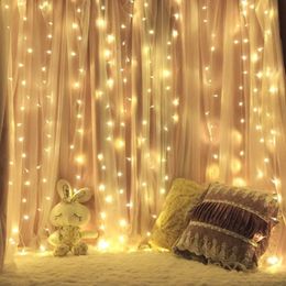 3x3/6x3 LED Icicle Fairy String Light Christmas LED Garland Wedding Party Fairy Lights Remote control Curtain Garden Patio Decor 201023