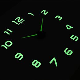 Luminious New Clock Watch Wall Clocks Horloge 3d Diy Acrylic Mirror Stickers Luminova Quartz Reloj de Pared Y200407