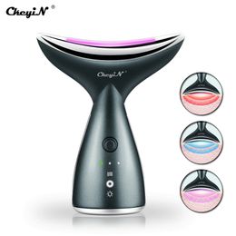 EMS Microcurrent Neck Massager Vibration LED Heating Face Slimmer Lifting Anti Wrinkle Beauty Health Double Chin Removal