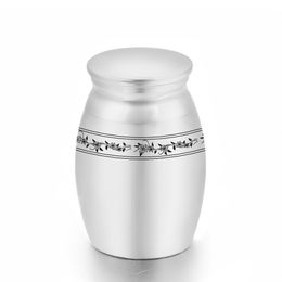 16x25mm Cremation Urn for Ashes Pet/Human Mini Keepsake Aluminium Alloy Engraved With Flowers Memorial Urns Funeral Jar With Fill Kir