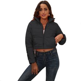 Women Winter Warm Jackets Stand Collar Outerwear Slim Fit Cropped Puffer Short Down Jacket Coats