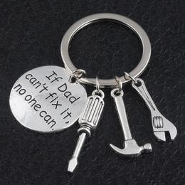 Father's Day Gift Keyring Fashion Accessories If Dad Can't Fix It No One Can Gadget Pendant Metal Tools Key Chain Screwdriver Hammer