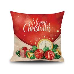 Christmas Linen Pillow Happy New Year Xmas Gift Pillows Waist Cushion Cotton European Classical Cartoon Anime Exquisite Soft Beautiful