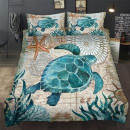 Ocean series Sea turtle seahorse dolphins 3D Bedding set comforter bedding sets octopus bedclothes bed linen US AU UK11 Size 201210