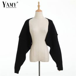 Sexy cropped cardigan knitted short cardigan sweaters for women fashion cute tops korean style long sleeve top batwing sleeve 220124