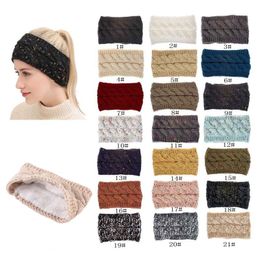 Ear Muffs Add fluff style 21 Colours Knitted Twist Headband Women Winter Sports Ears Warmer Head Wrap Hairband Fashion Hair Accessories
