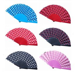 Polka Dots Design Plastic Hand Folding Fan for Wedding Gifts Party Favours SN4822