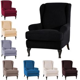 Waterproof Sloping Arm King Back Chair Cover Elastic Armchair Wingback Wing Sofa Back Chair Cover Stretch Protector SlipCover Y200104