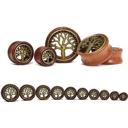 2pcs fashion flesh tunnels ear plugs big gauge piercing ear expanders Wooden Tree Of Life 8mm - 20mm pircing body jewelry