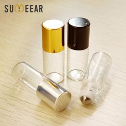 100 Pieces/Lot Mini Glass Perfume Bottles With Roll On Empty Cosmetic Essential Oil For Travel Steel Ball Bottle