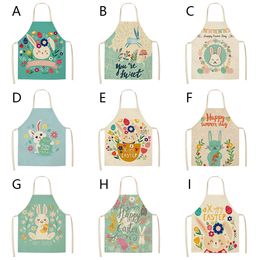 Cartoon Kitchen Apron Cartoon Rabbit Printed Kitchen easter Aprons for Women Kids Sleeveless Cotton Linen Cooking Cleaning Tools