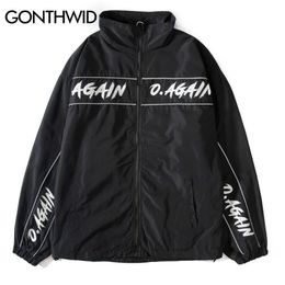 GONTHWID 3M Reflective Striped Zip Up Windbreaker Track Jackets Men Hip Hop Casual Outwear Jacket Coats Male Fashion Tops 201106