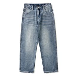 New Jeans Trendy Casual All-match Straight Pants Wide-leg Trousers Plus Size Denim Men's Loose Korean 9-point Jeans