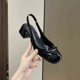 Sandels Summer New Korean Style Flat Toe Square Head Strap Two Wear Sandals Women s Slippers for 220303