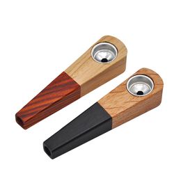 Latest Colourful Natural Wooden Portable Dry Herb Tobacco Smoking Tube Handpipe Handmade Innovative Design Cool Mini Philtre Holder DHL Free